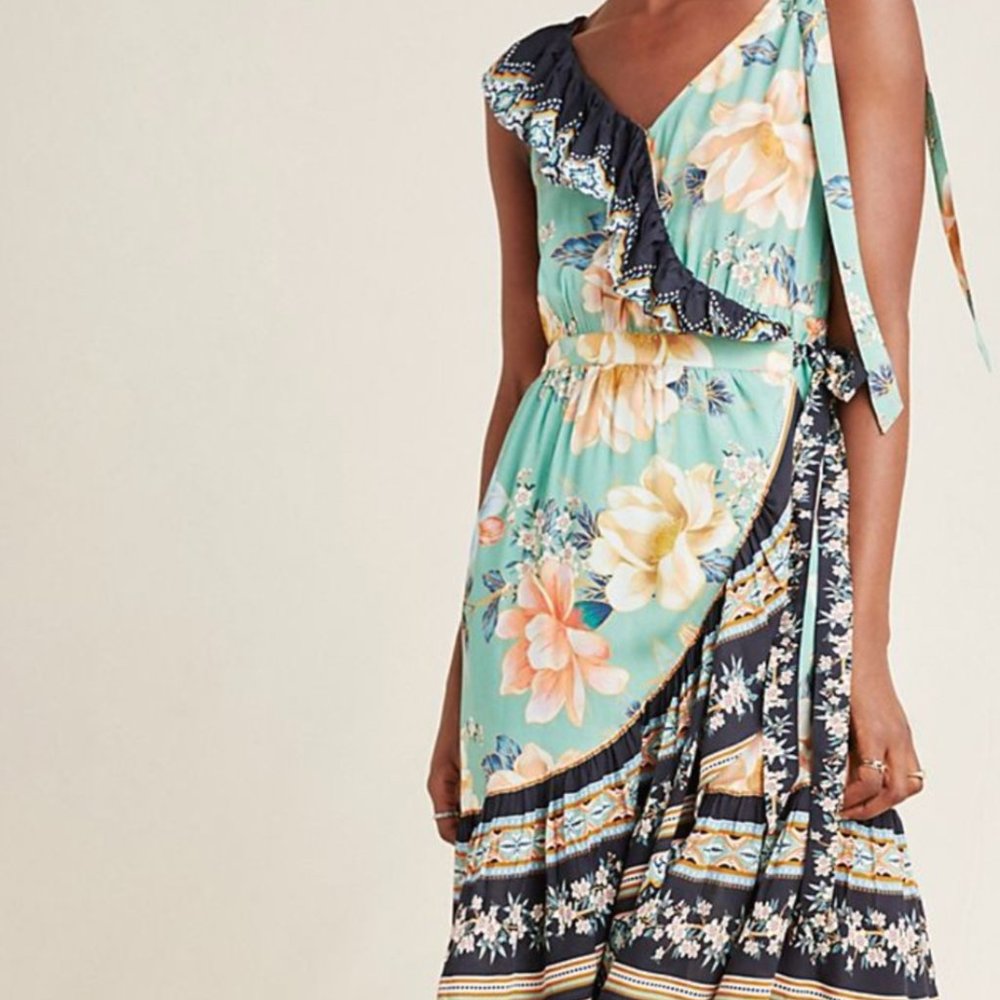 Anthropologie Farm Rio Monica Wrap Dress Floral Print Wrap Dress XS